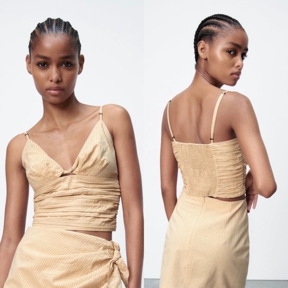 ZARA STRIPED CUT OUT TOP - Picture 4 of 12